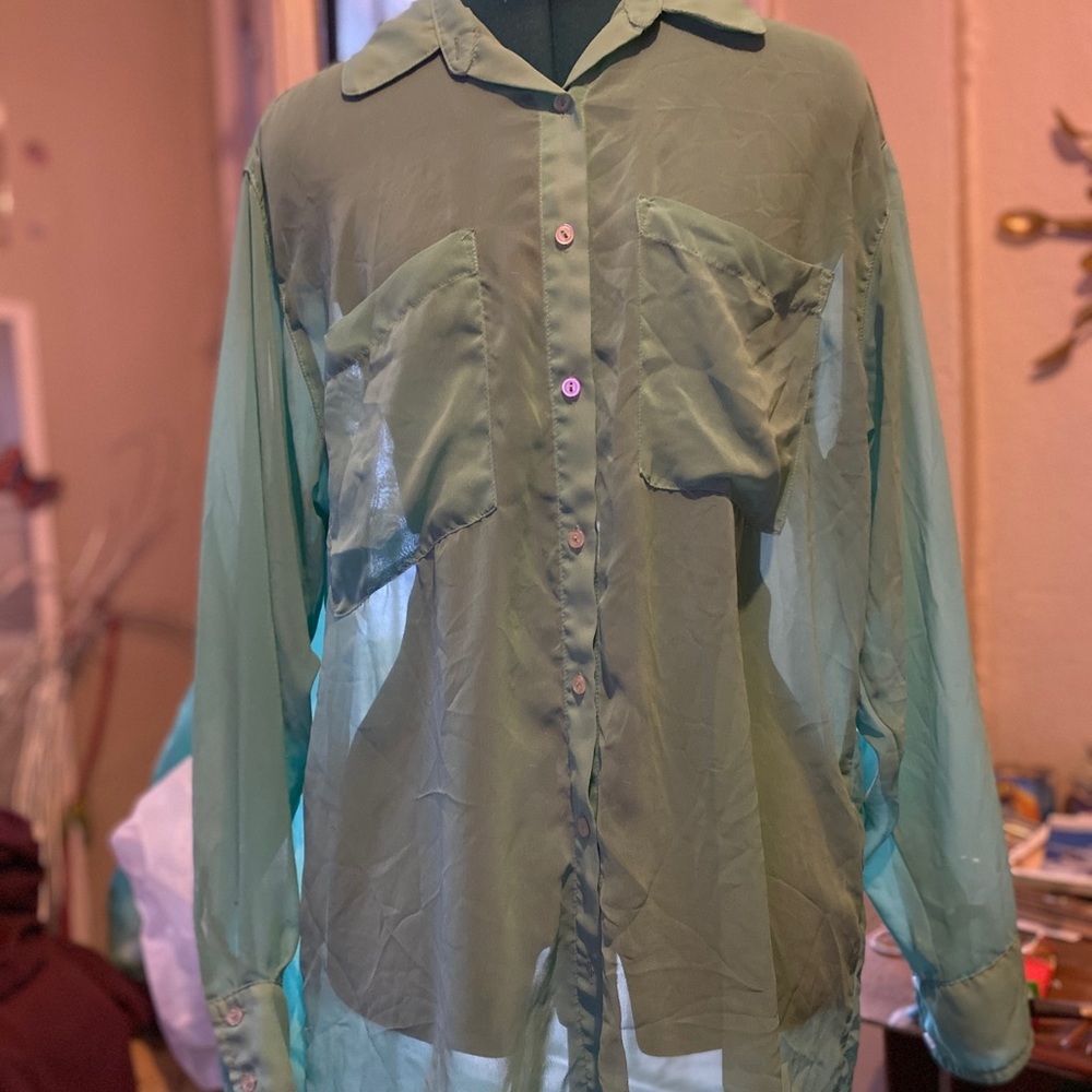 American Apparel Unisex Light Blue Green Top